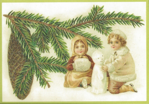 Postkarte Sortiment Weihnachten beglittert 6Wg015