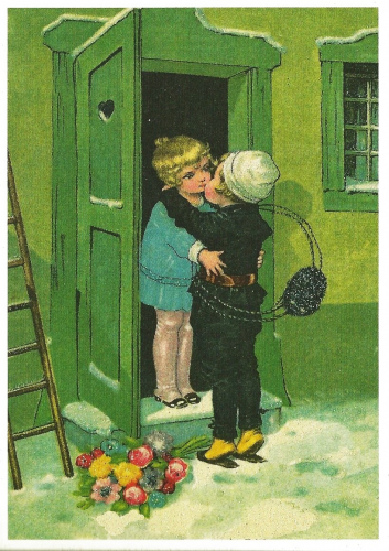 Postkarte Sortiment Weihnachten beglittert 6Wg035