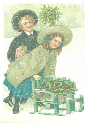 Postkarte Sortiment Weihnachten beglittert 6Wg036