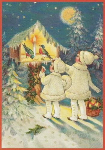 Postkarte Sortiment Weihnachten beglittert 6Wg079