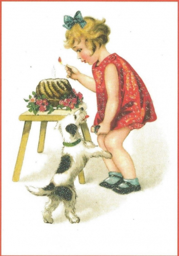 Glückwunschpostkarte beglittert 6Gg050