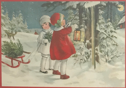 Postkarte Sortiment Weihnachten beglittert 6Wg083