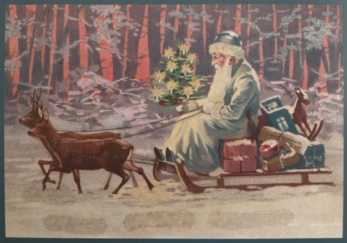 Postkarte Sortiment Weihnachten beglittert 6Wg090