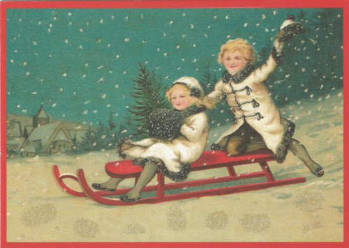 Postkarte Sortiment Weihnachten beglittert 6Wg096