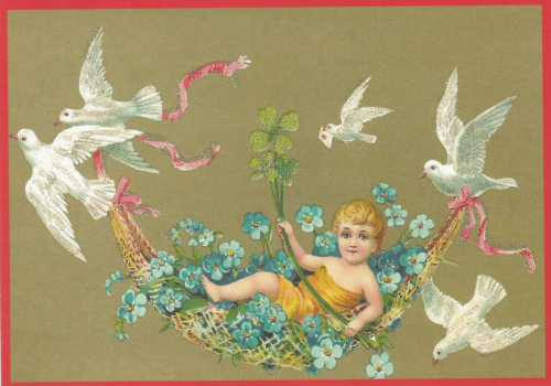 Glückwunschpostkarte beglittert 6Gg085