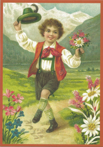 Glückwunschpostkarte beglittert 6Gg110