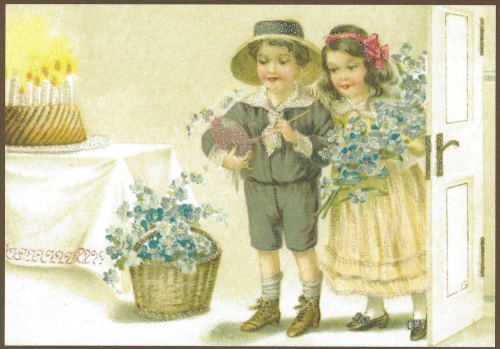 Glückwunschpostkarte beglittert 6Gg113