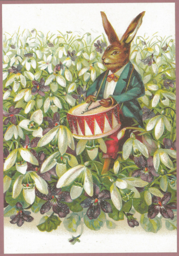 Postkarte Sortiment vermenschlichte Tiere beglittert 6Vg006