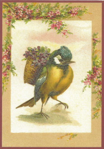 Postkarte vermenschlichte Tiere beglittert 6Vg013