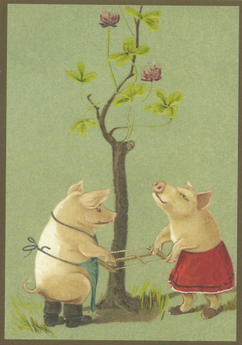 Postkarte vermenschlichte Tiere Format A6 unveredelt  6Vn023