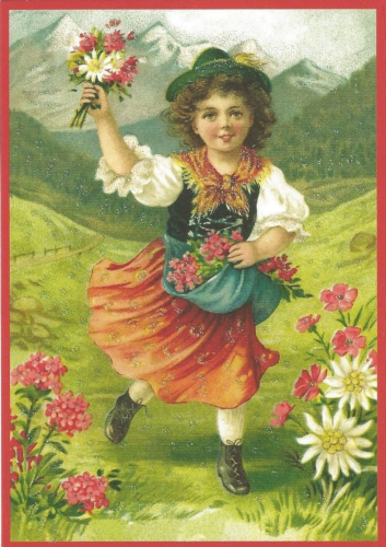 Glückwunschpostkarte beglittert 6Gg116