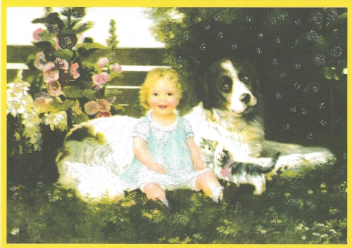 Glückwunschpostkarte beglittert 6Gg129