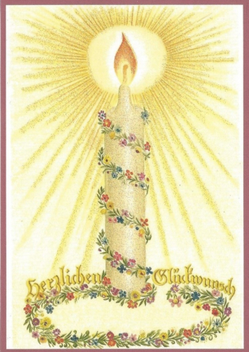 Glückwunschpostkarte beglittert 6Gg132