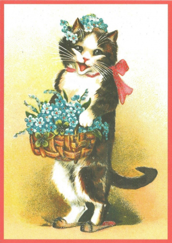 Postkarte vermenschlichte Tiere beglittert 6Vg037