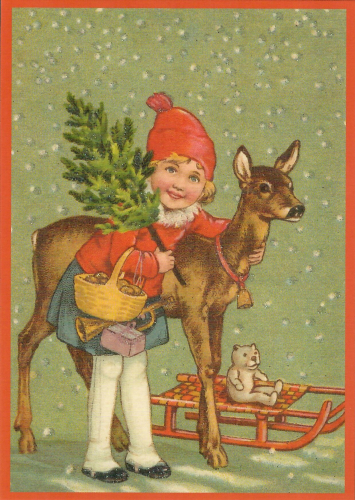 Postkarte Sortiment Weihnachten beglittert 6Wg122