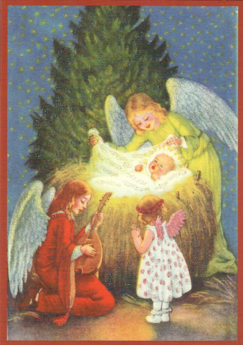 Postkarte Sortiment Weihnachten beglittert 6Wg123