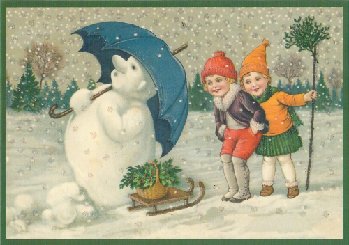 Postkarte Sortiment Weihnachten beglittert 6Wg125
