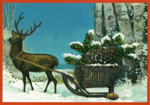 Postkarte Sortiment Weihnachten beglittert 6Wg114