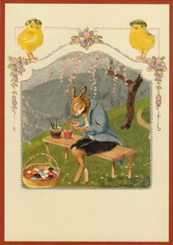 Postkarte vermenschlichte Tiere geprägt 6Vp039