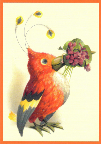 Postkarte vermenschlichte Tiere beglittert 6Vg048