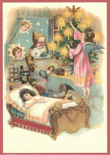 Postkarte Sortiment Weihnachten beglittert 6Wg134