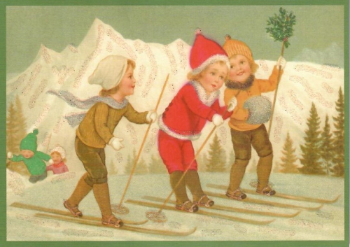 Postkarte Sortiment Weihnachten beglittert 6Wg136