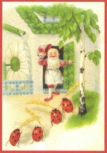 Postkarte vermenschlichte Tiere beglittert 6Vg060