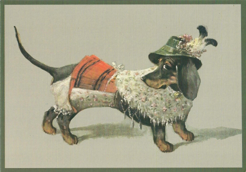 Postkarte vermenschlichte Tiere unbeglittert! 6Vg064