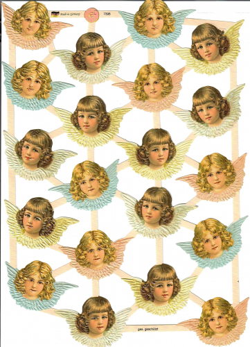 Glanzbildbögen Weihnachten 7398 - Engelsköpfe