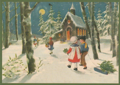 Postkarte Sortiment Weihnachten beglittert 6Wg170