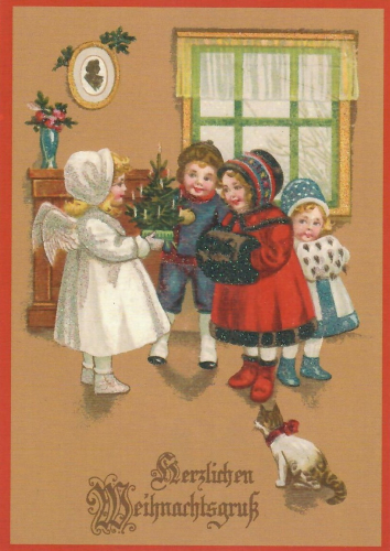 Postkarte Sortiment Weihnachten beglittert 6Wg165