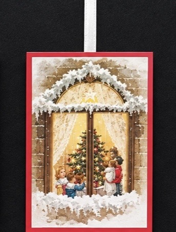 Weihnachtsanhänger A12/6 Blick durchs Fenster