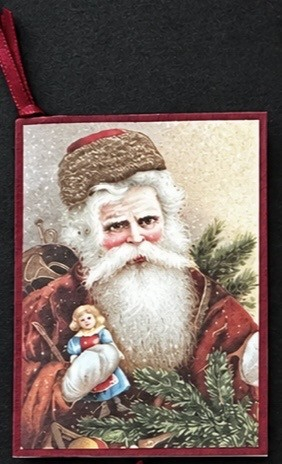 Weihnachtsanhänger, Motiv Weihnachtsmann mit goldener Mütze