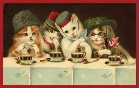 Postkarten sortiert mit Aufsteller, Sortiment V vermenschlichte Tiere historisches Postkartenformat