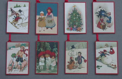 Weihnachtsanhänger 8 Motive, rot umrandet