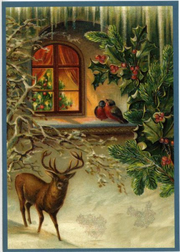 Postkarte Sortiment Weihnachten beglittert 6Wg007