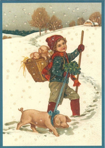 Postkarte Sortiment Weihnachten beglittert 6Wg028