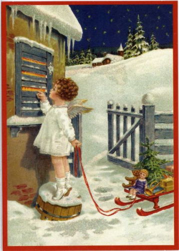 Postkarte Sortiment Weihnachten beglittert 6Wg022