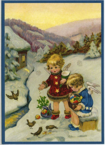 Postkarte Sortiment Weihnachten beglittert 6Wg031