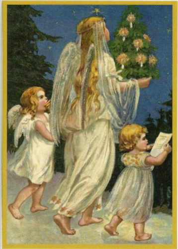 Postkarte Sortiment Weihnachten beglittert 6Wg037