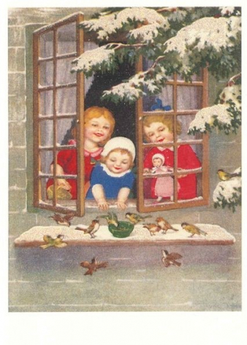 Postkarte Sortiment Weihnachten beglittert 6Wg033