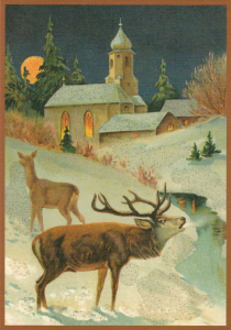 Postkarte Weihnachten beglittert 6Wg132
