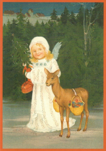 Postkarte Weihnachten beglittert 6Wg131