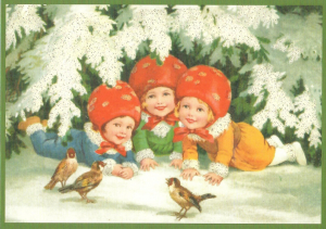 Postkarte Weihnachten beglittert 6Wg139