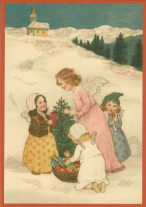 Postkarte Weihnachten beglittert 6Wg128