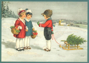 Postkarte Sortiment Weihnachten beglittert 6Wg144