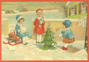Postkarte Sortiment Weihnachten beglittert 6Wg149