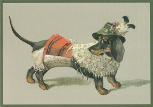 Postkarte vermenschlichte Tiere unbeglittert! 6Vg064