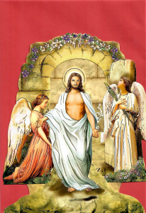 Aufstellkarte Ostern 103, gold geprägt - Engel mit Palmzweig